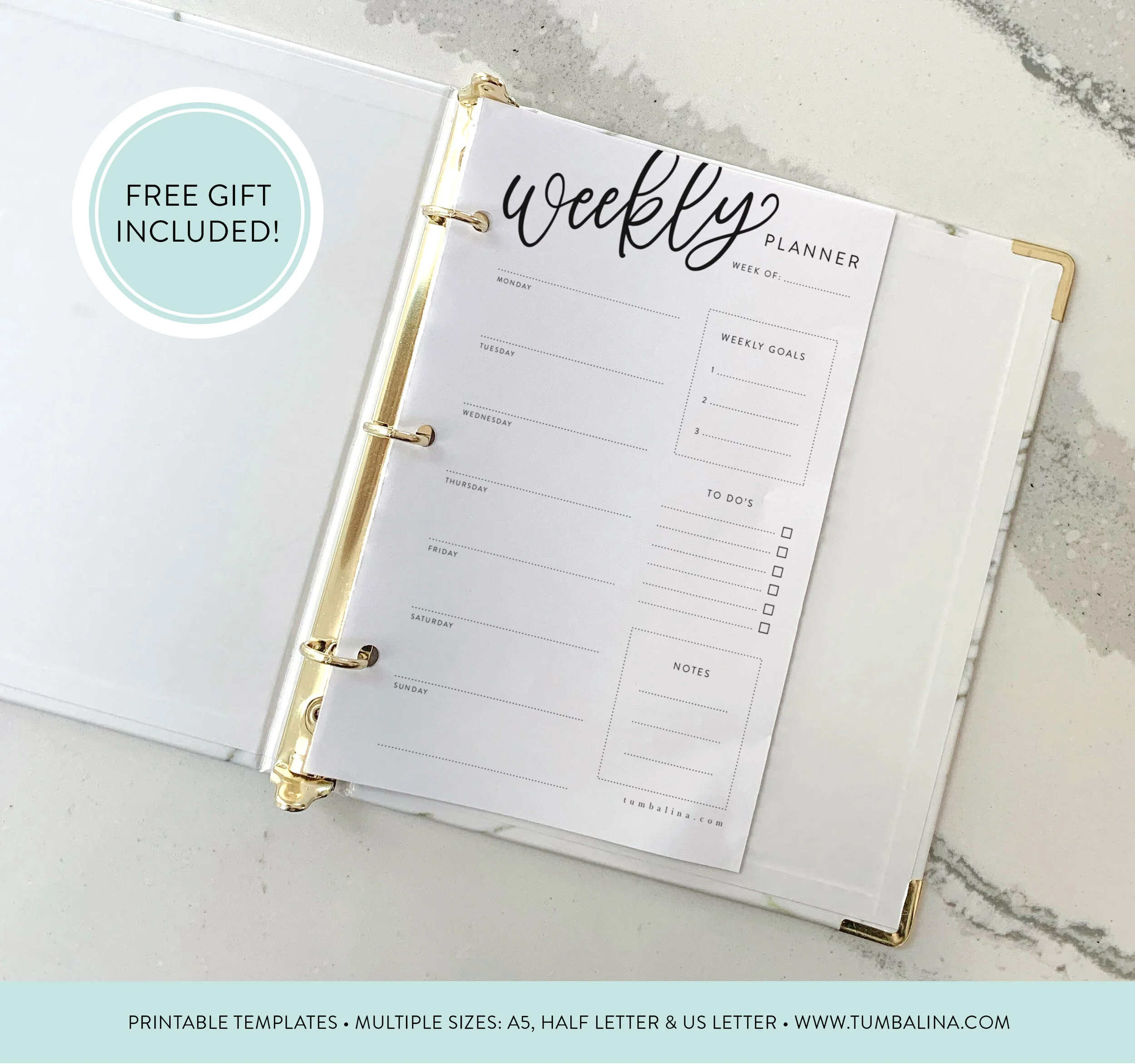 Weekly Planner Hand-Lettered Printable Organizer