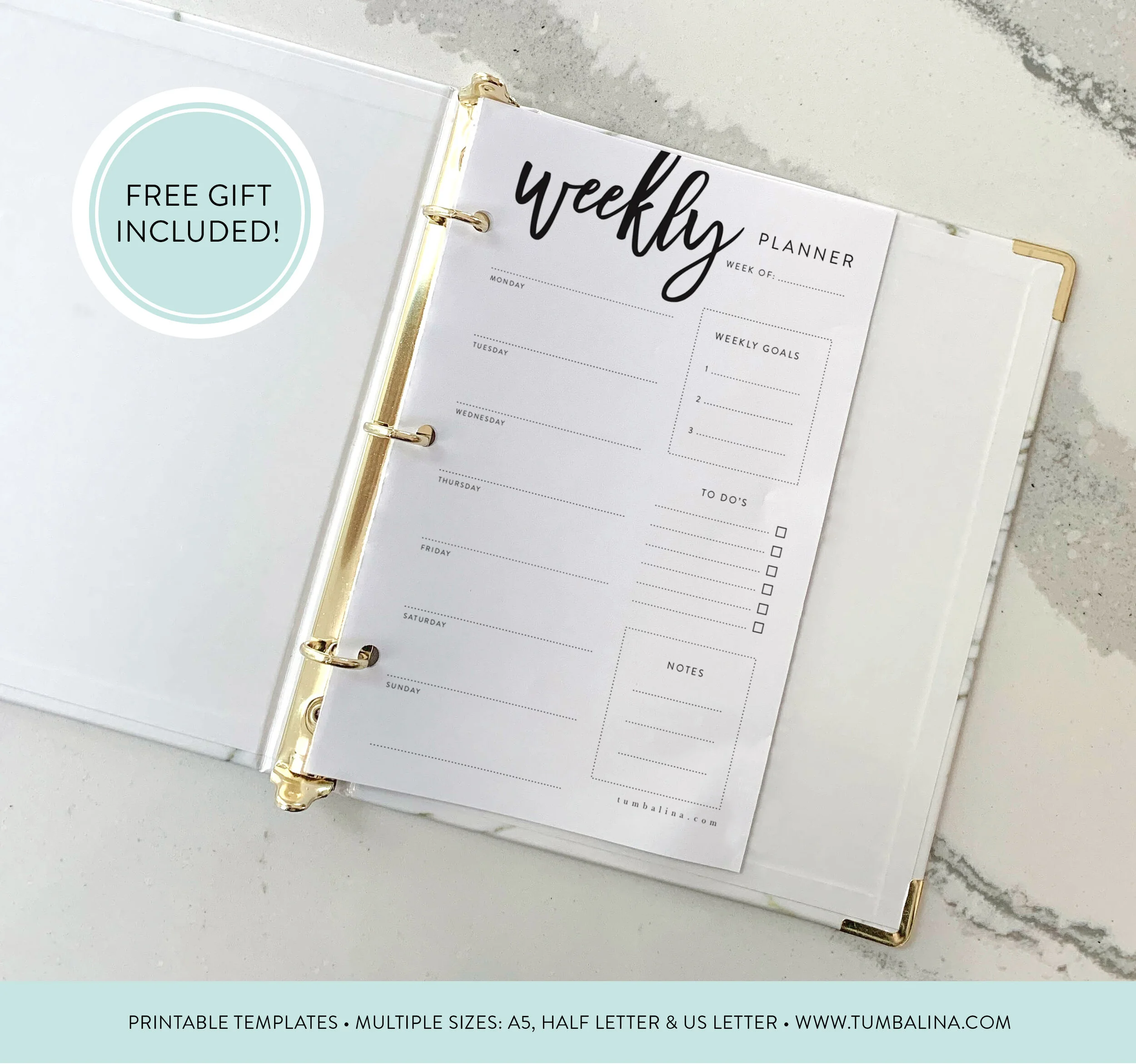 Weekly Planner Script Printable Organizer