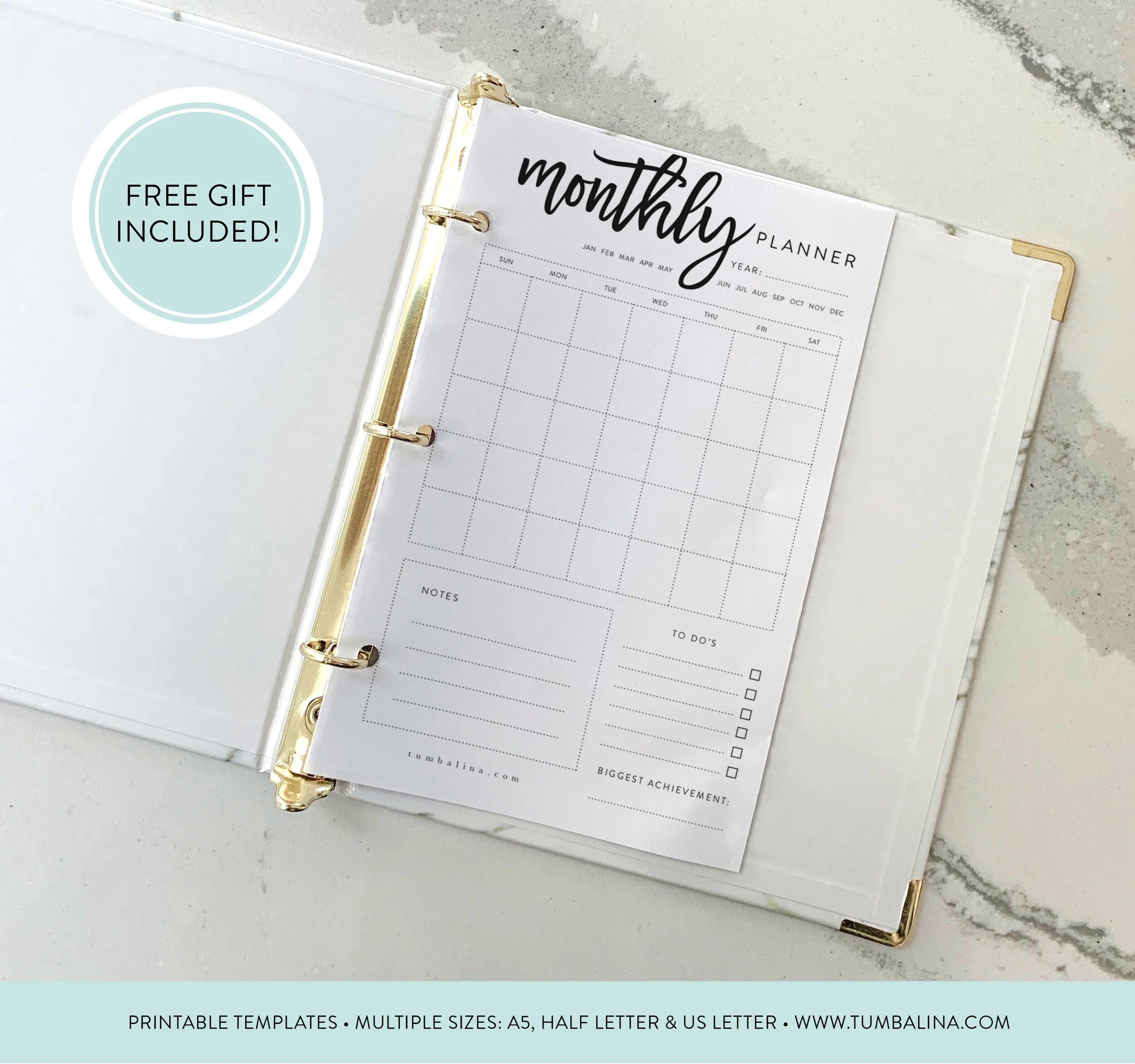 Monthly Planner Script Printable Organizer