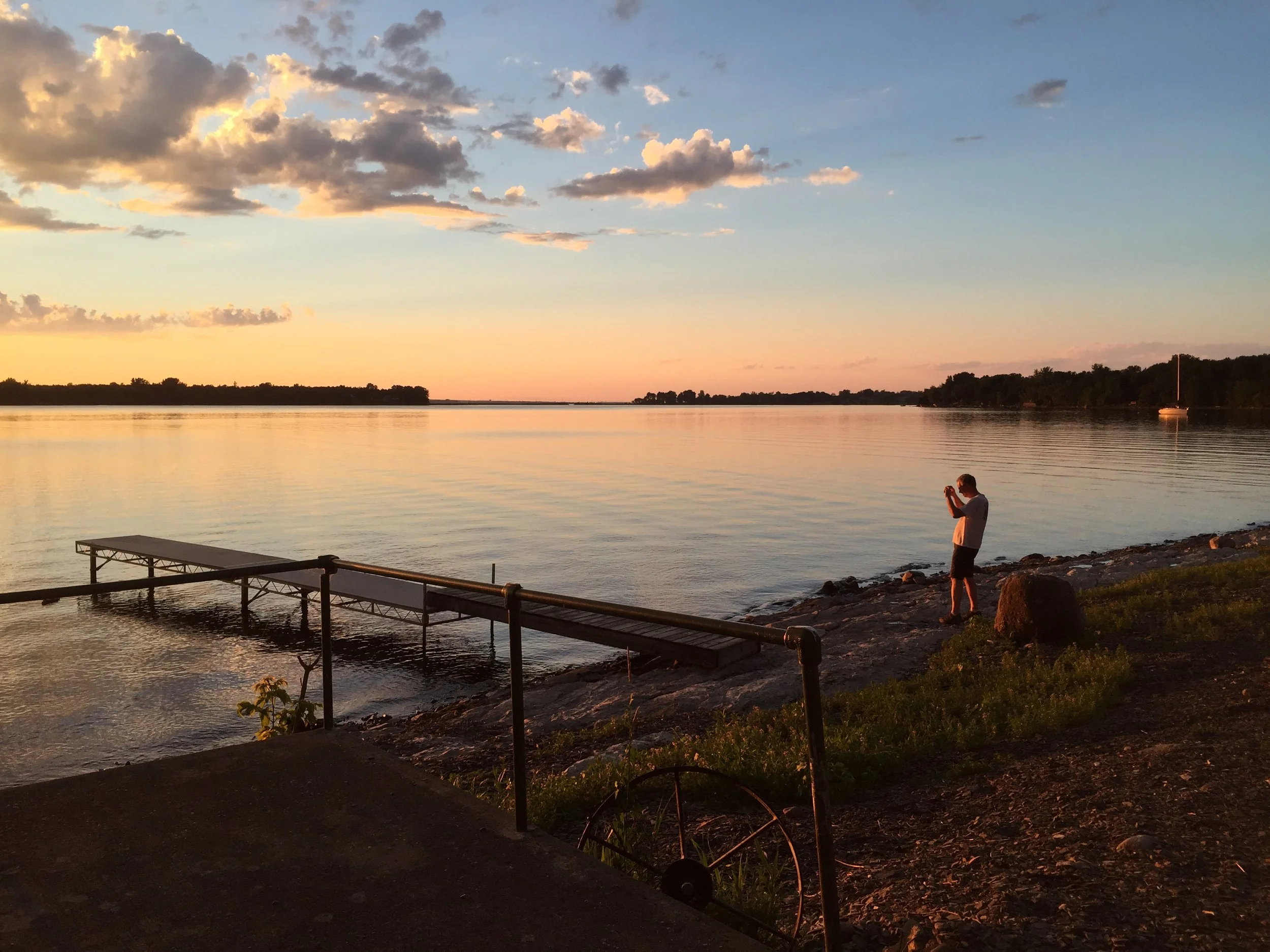 Lake Champlain dock at sunset
