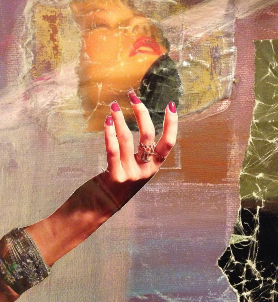 collage and acrylic on canvas