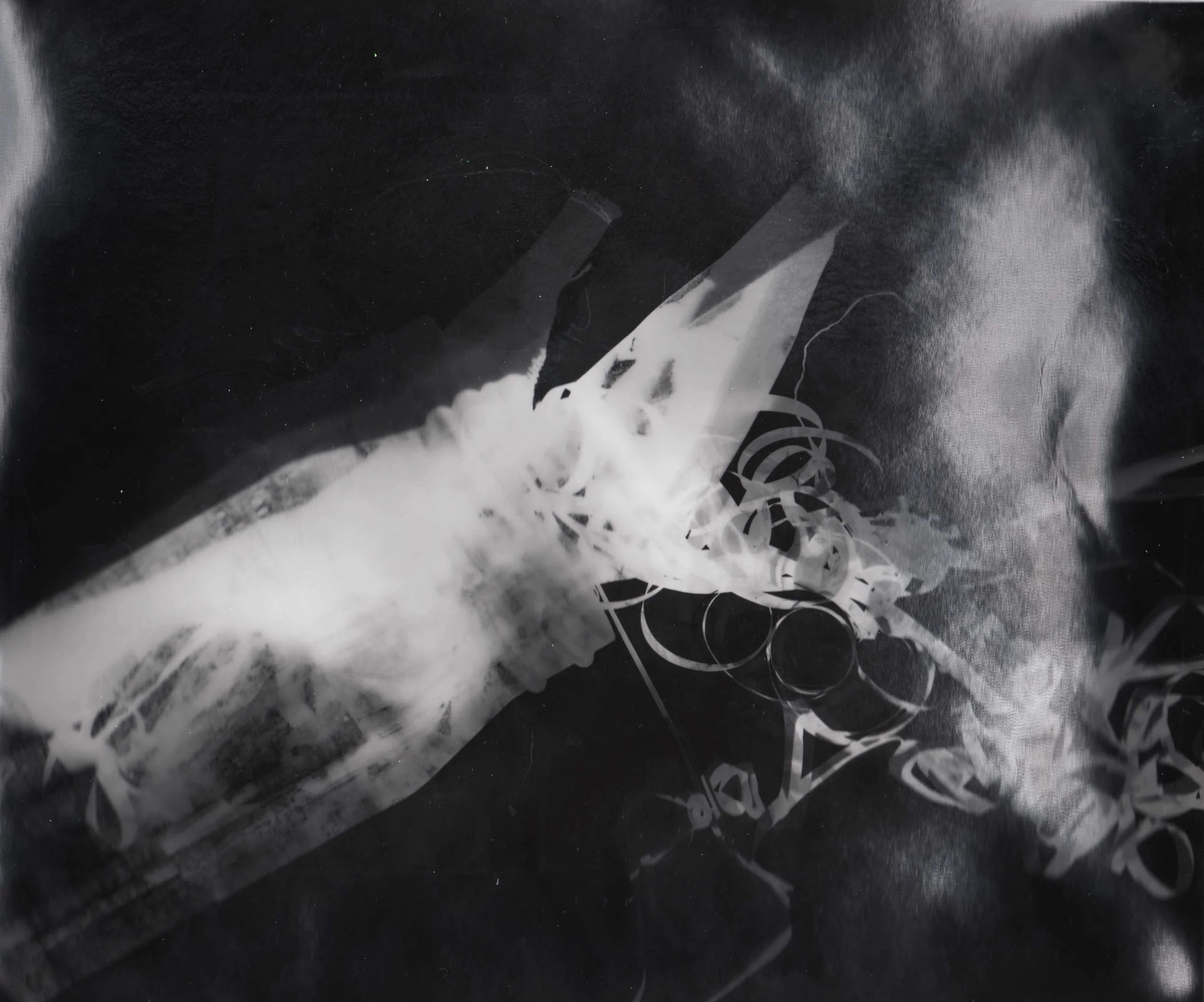 Photogram exposed in a darkroom