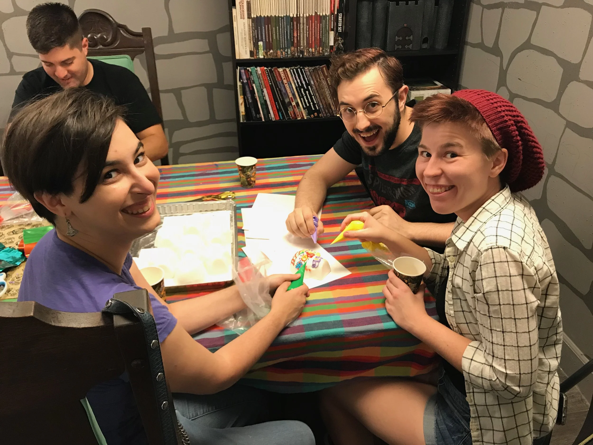 Decorating calaveras at Geeky Teas in Burbank, California.