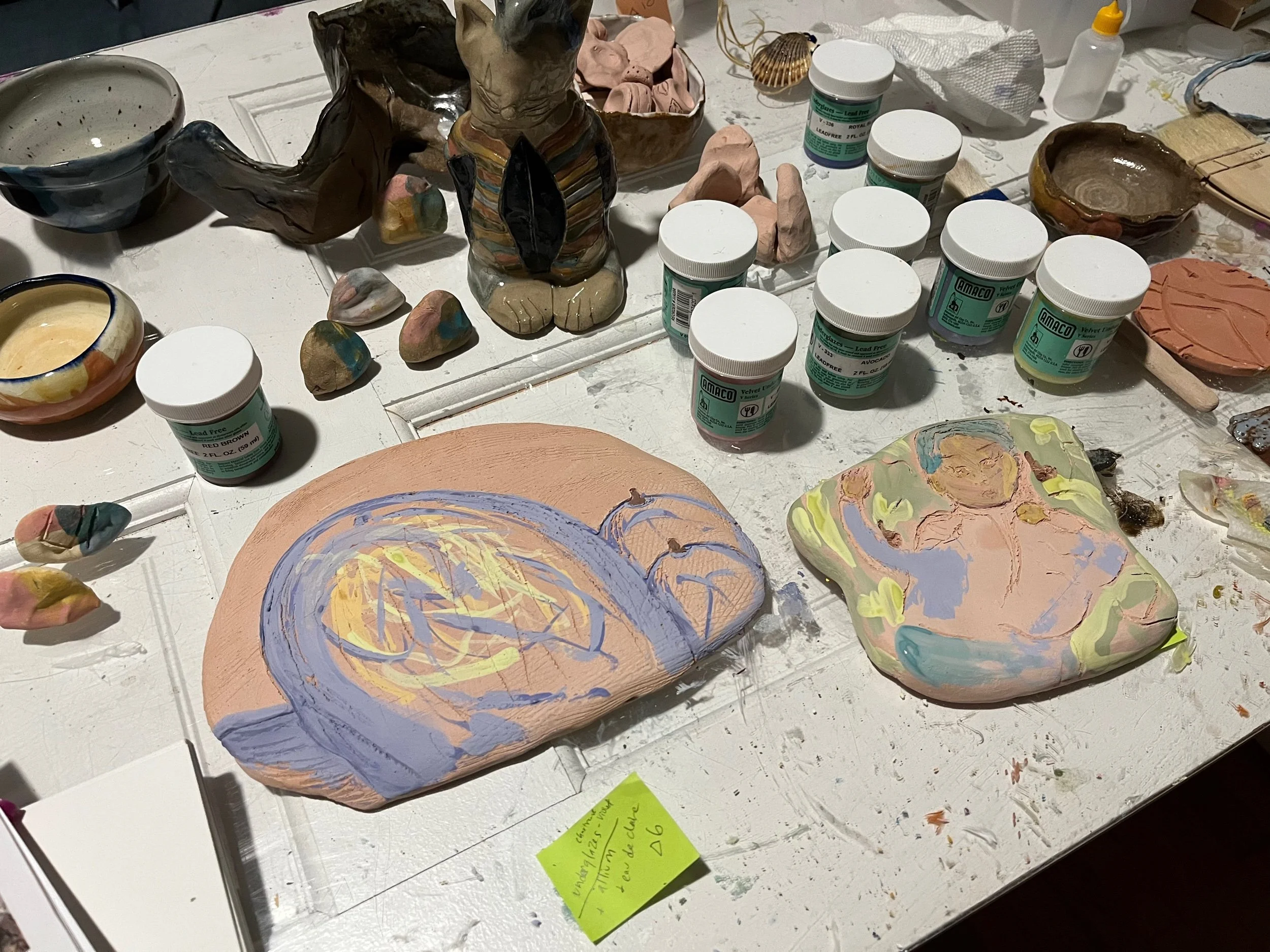 Studio Update: Ceramic work in progress, watercolors in progress, spring, and Passover