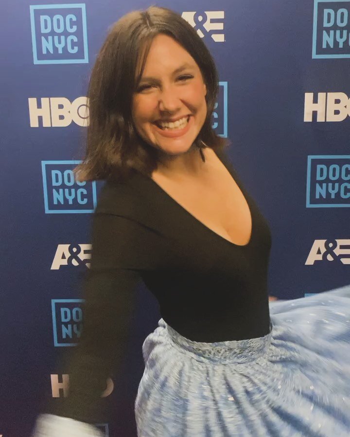 I handmade June Blue skirt for our first premiere for June, at the inspiring @docnycfest in New York, cut and reseed from a thrifted prom dress- listen, she&rsquo;s a documentary filmmaker, but she still has a costume design background! And I had to 