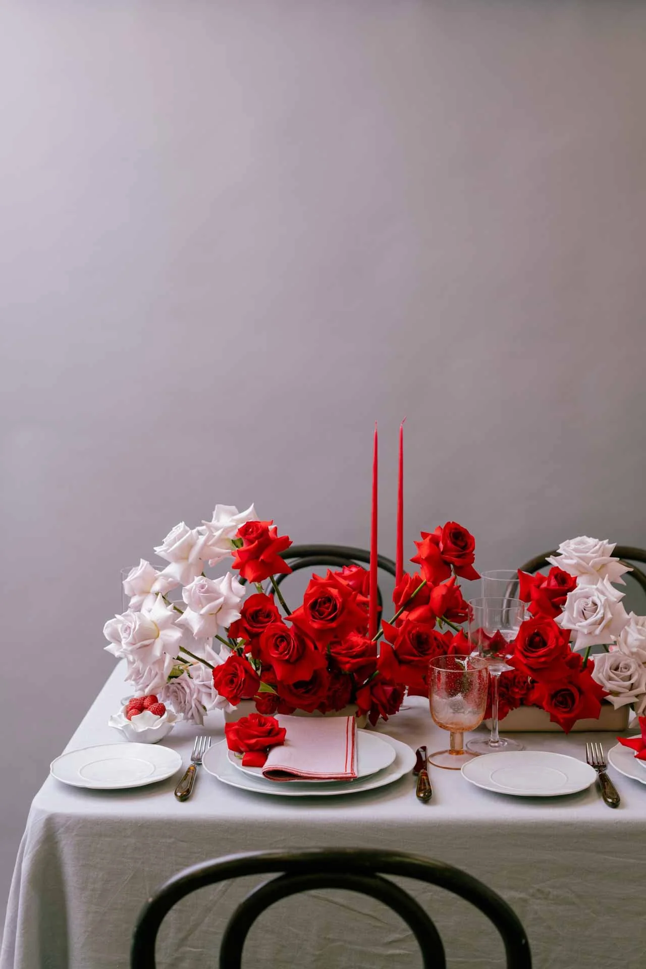 Love is Love-Tablescape-red rose centrepiece
