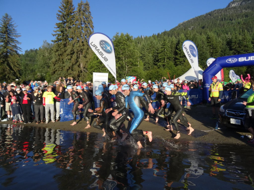 CBCG Pro Andrew Langfield takes the start at Ironman Canada. He's right behind Trevor Wurtele, in the Orca Sonar wetsuit. Andrew finished 10th place in 9:07, bettering his previous Iron-distance PR by about ten minutes.