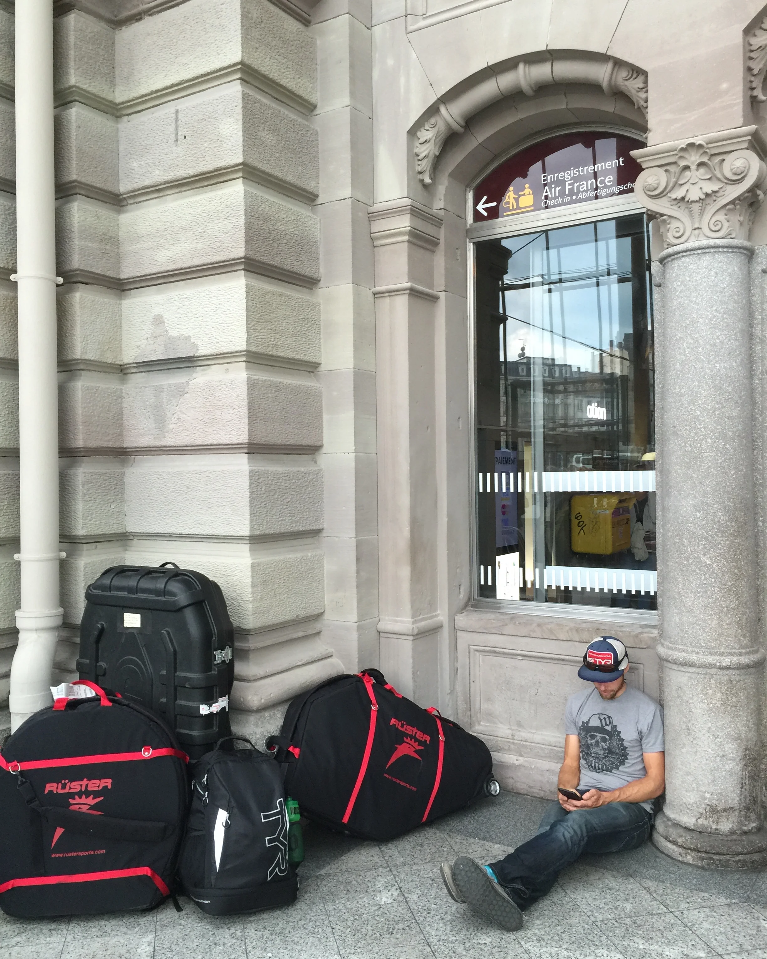 CBCG head coach Chris Bagg waiting for a train in Strasborg