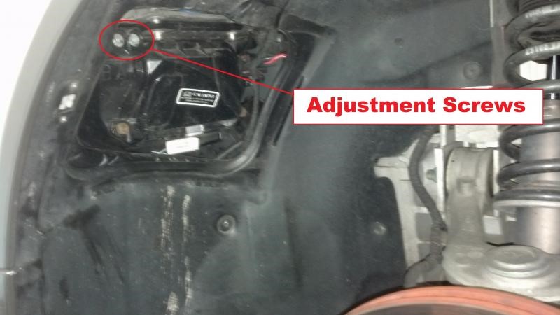 Headlight adjustment screws on the V8 Vantage.