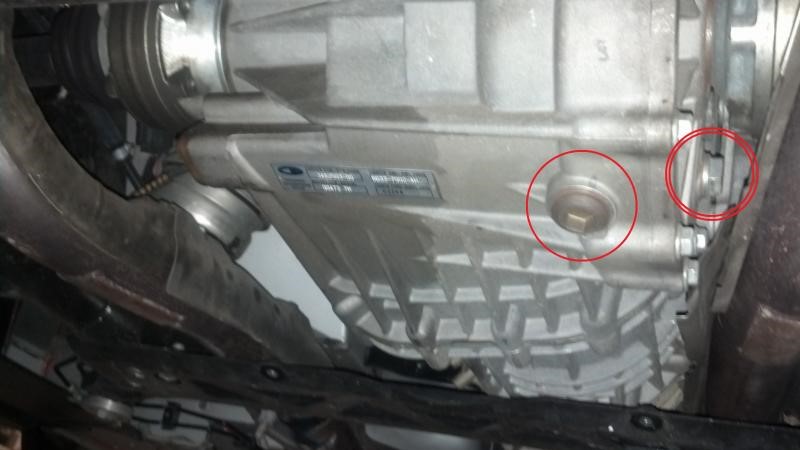 V8 Vantage transaxle drain and fill plugs.
