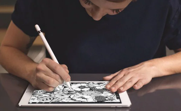 Package designer, Maggie Enterrios, works on iPad Pro and Procreate to build dense patterns
