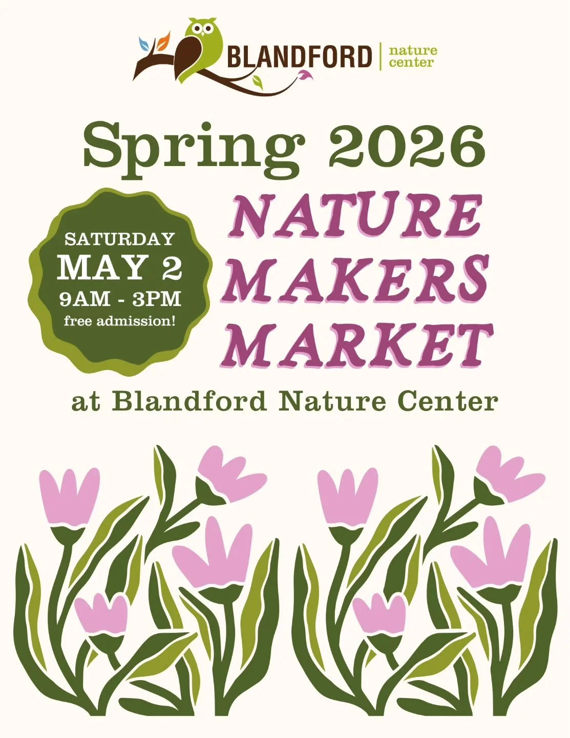We're gearing up for spring market season!
Mark your calendars to come see us!🐿
May 2, 9am-3pm @blandfordnaturecenter