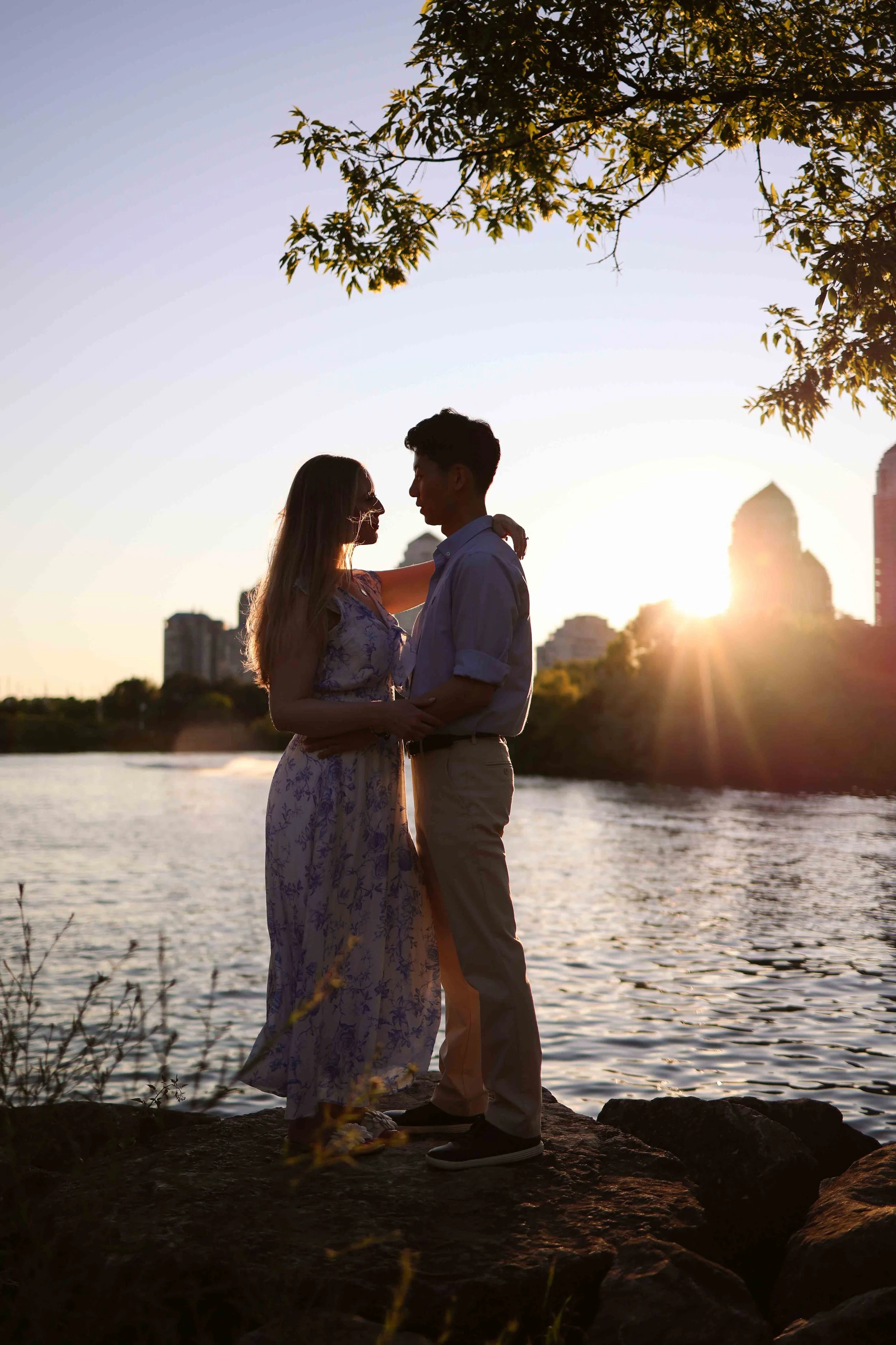 Couples engagement photos at Humber Bay Park, Toronto waterfront