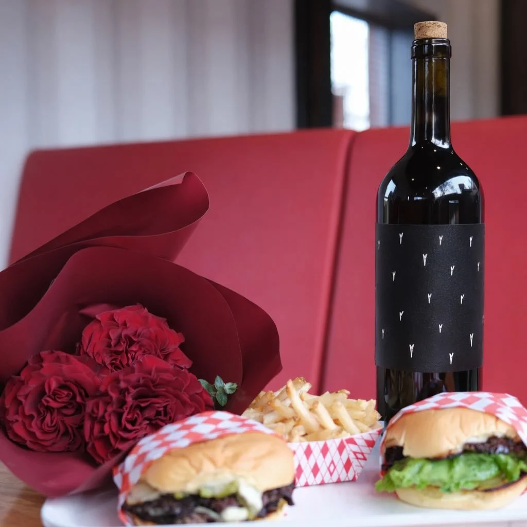 Date like a BŌS this Valentines Day! 🍔🌹🍷

For one day only get the Valentine&rsquo;s combo with Bōs Burgers, Bloom Maven &amp; Westbound.
Burgers, fries to share, a hand-tied bouquet, chocolate + Love Red wine. $75 

Available February 14 only. Li