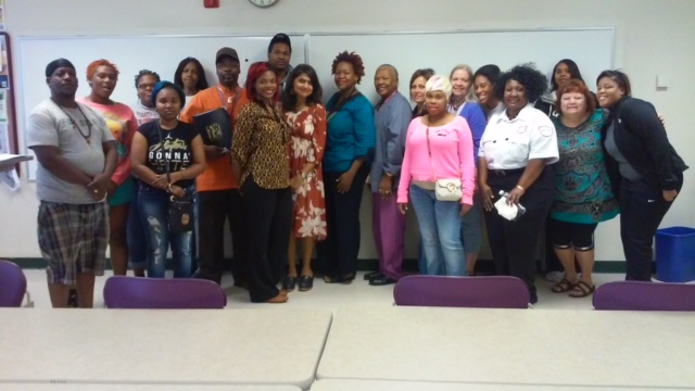 My reading at Southwest Illinois College in 2015. The acclaimed poet and teacher Treasure Shields Redmond is to my left.