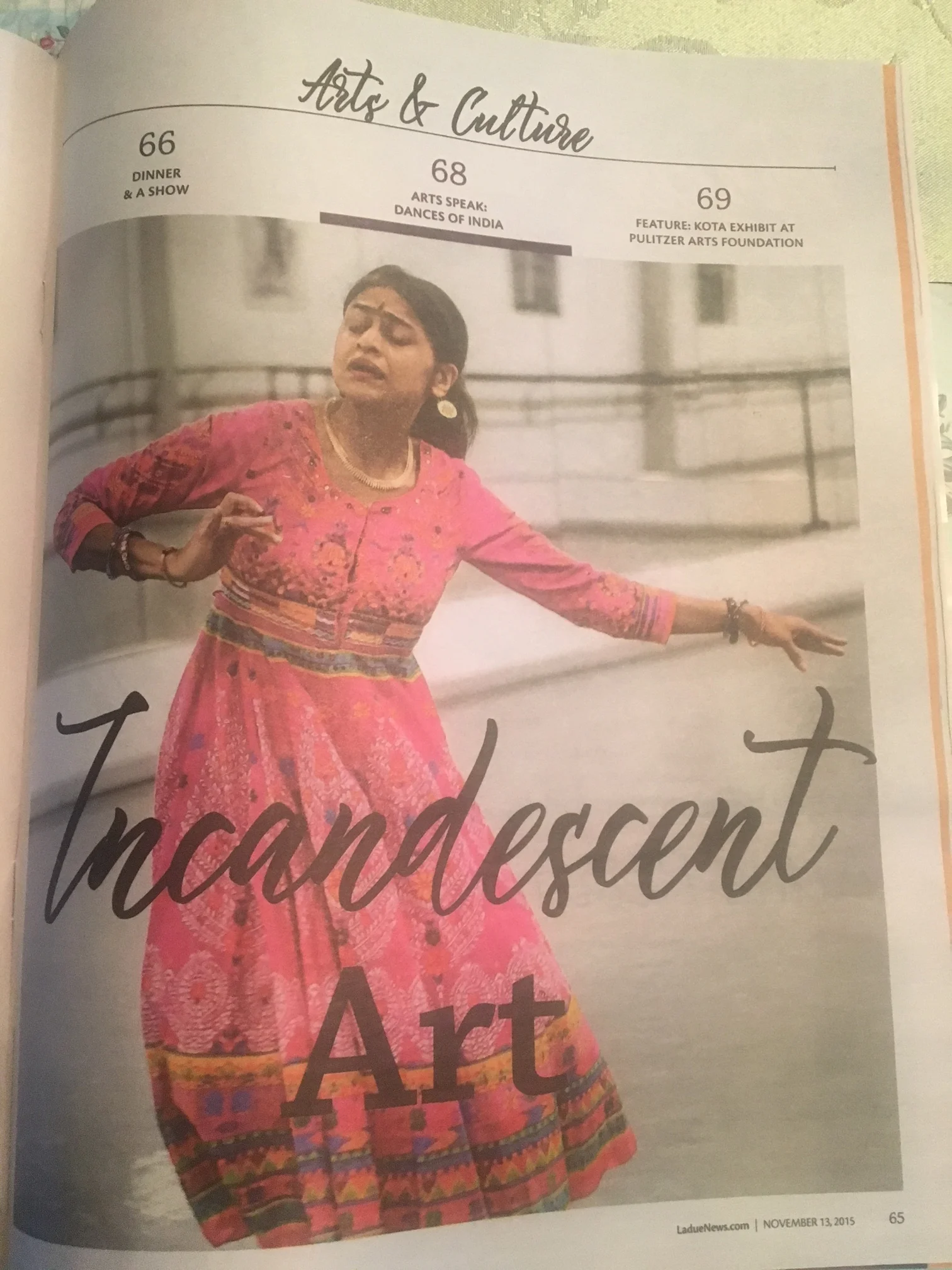 A feature on Dances of India in the November 13th, 2015 issue of Ladue News. Please go to www.laduenews.com and search for Dances of India. I will post easier links very soon!
