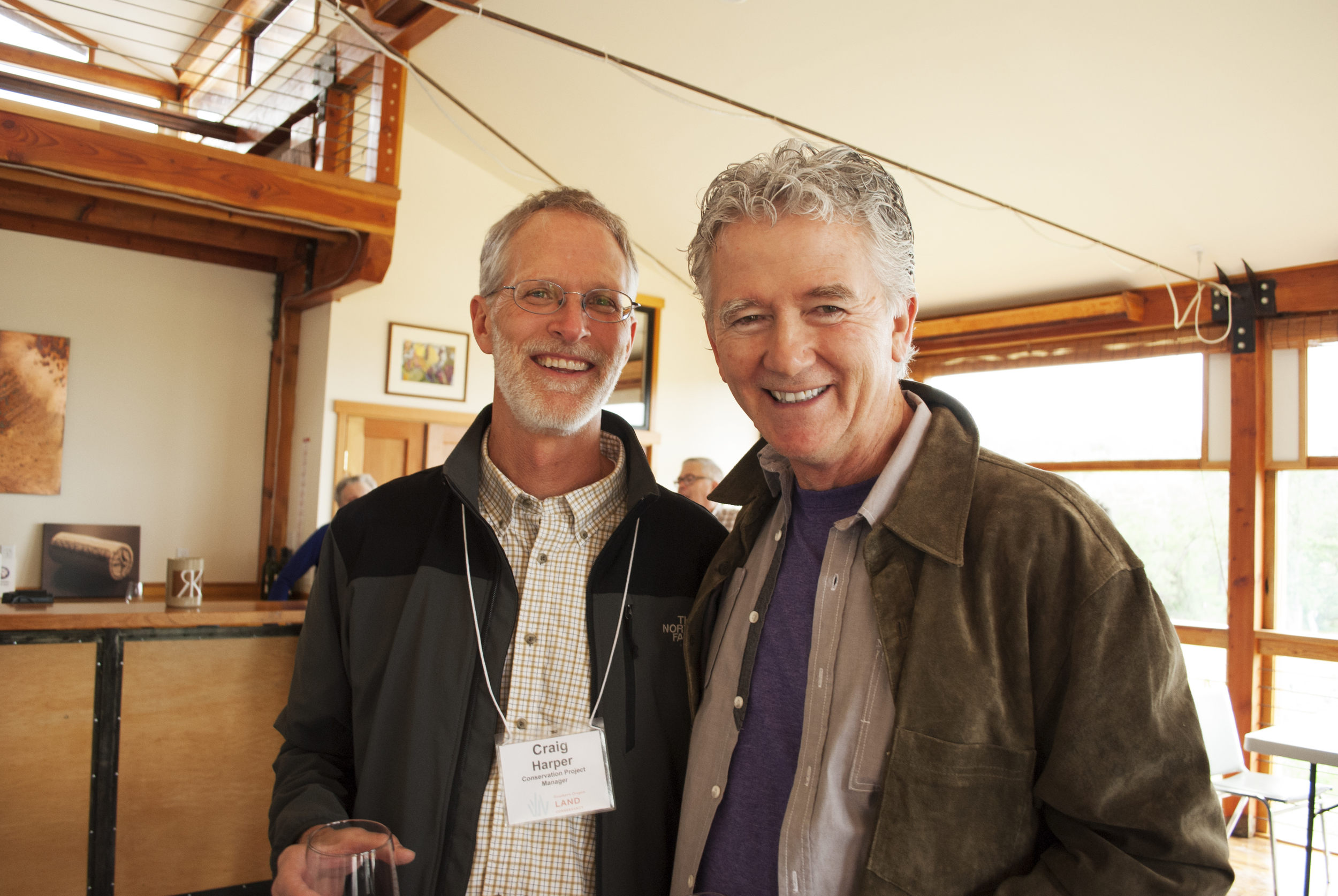 Craig Harper, Conservation Project Manager, and Patrick Duffy, Heart of the Rogue Campaign Chair, smiling after announcing the OWEB award.
