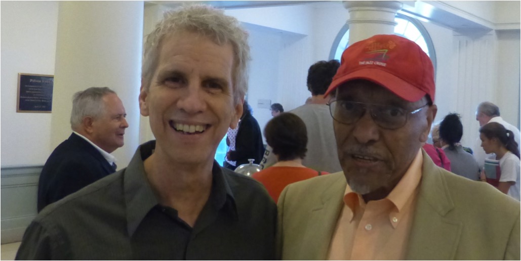 Guitarist Steve Cardenas with fan Sam Floyd
