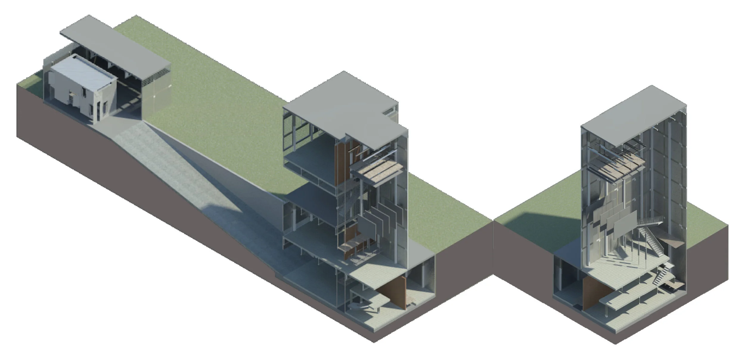flight tower axonometric section | revit