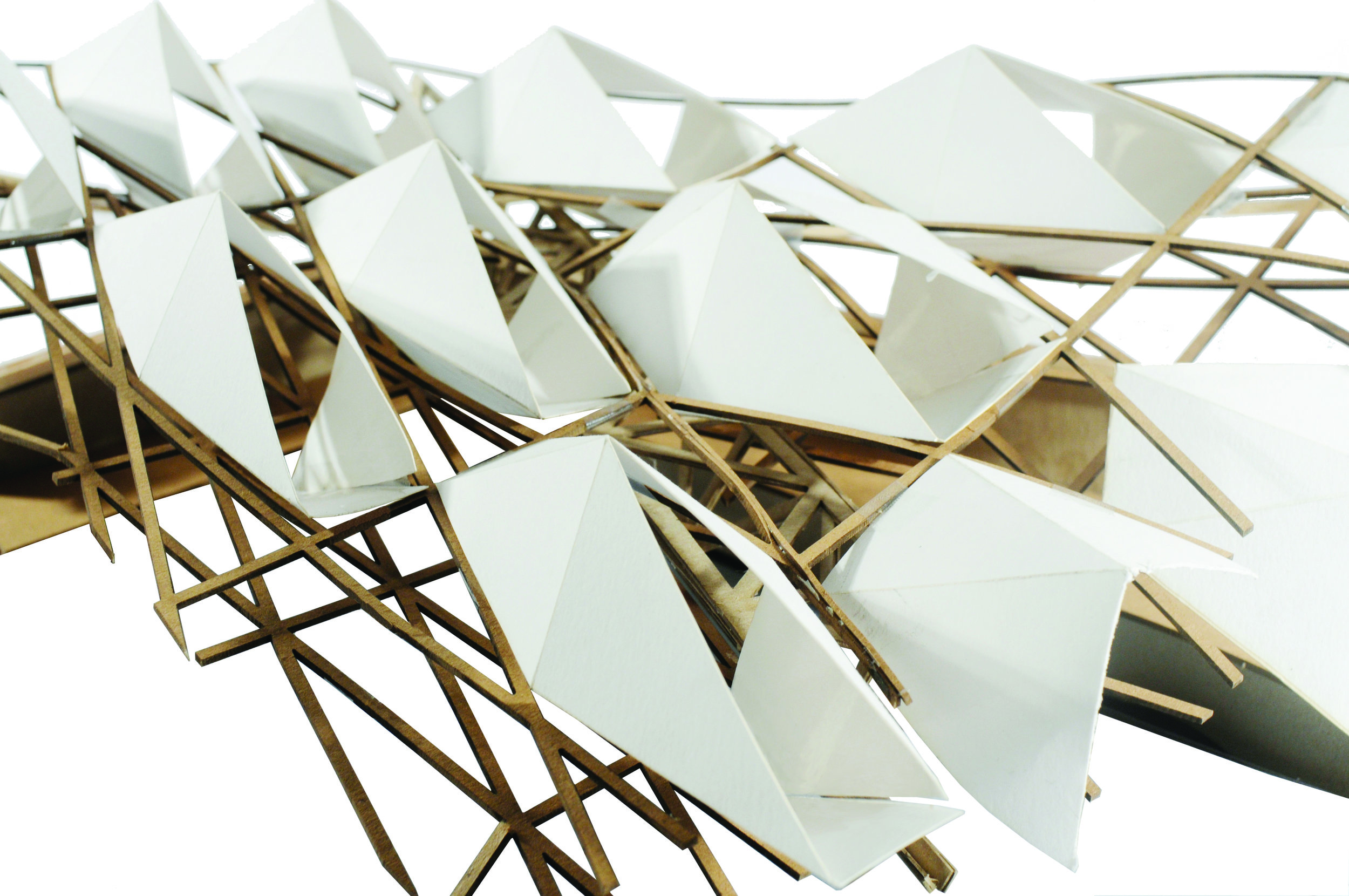 roof structure | physical model - chipboard, paper & plexi