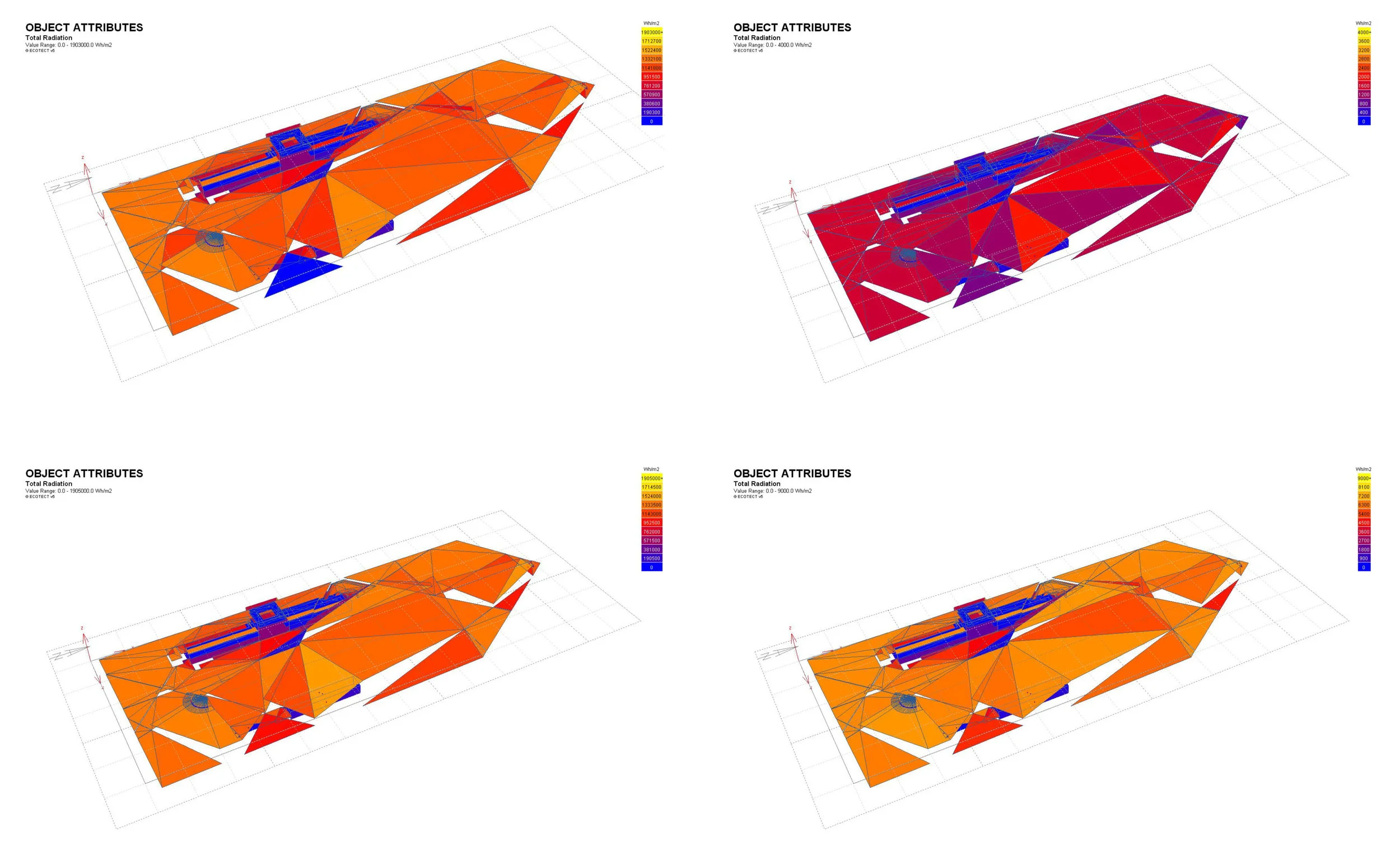 building's roof solar studies | ecotect