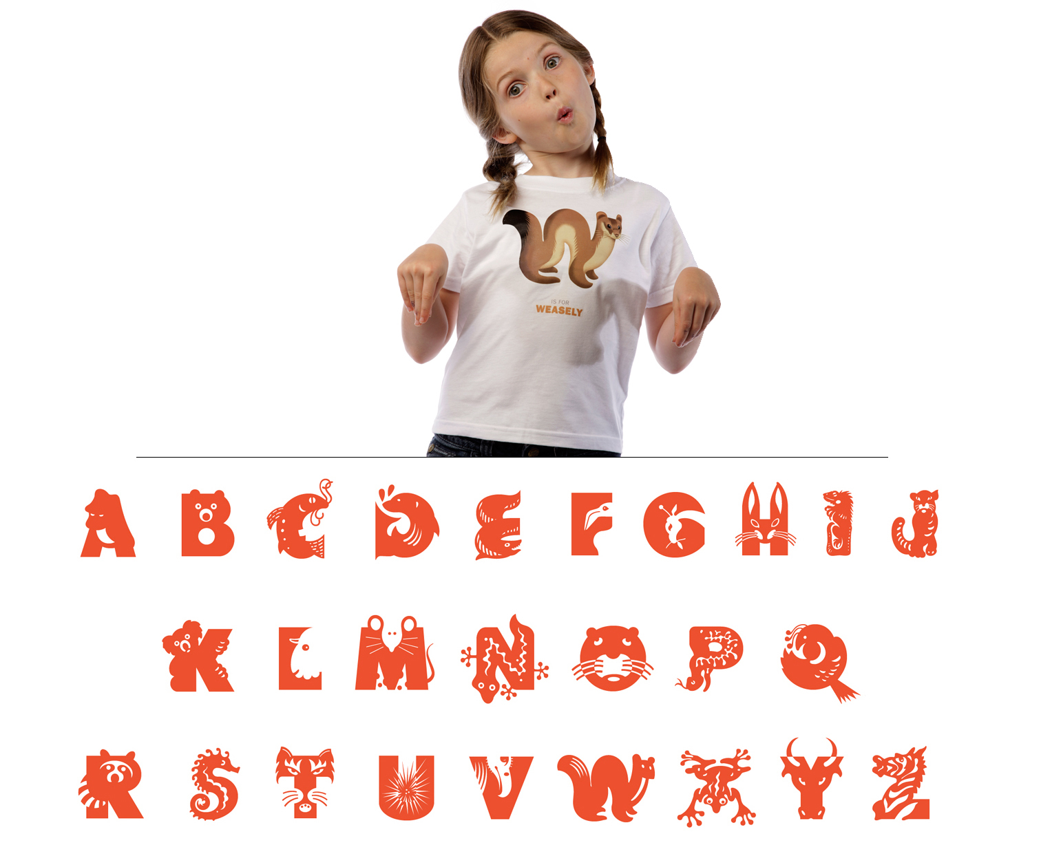 A, B, see. Critter typeface, Adobe. Initially designed as a kid's book, these living letters caught the eye of Adobe and was converted into an everyday typeface in 1991. In 2013 I redesigned each of the characters for an Adobe pop-up store printing on-demand t-shirts. W is for…