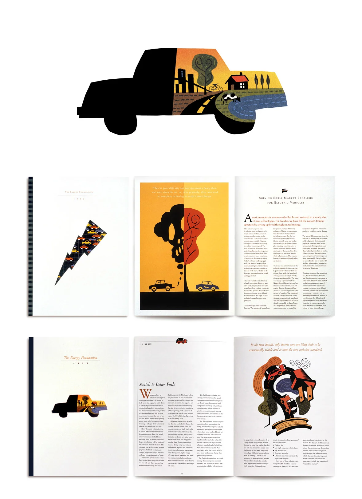 A better car. The Energy Foundation Annual Reports 1995 and 1996. The Energy Foundation is a non-profit organization that at the time was spearheading the scientific discussion about air pollution and the measures necessary to put electric cars into play. The piece was written by and intended for thought-leaders and policy-makers. There were no punches pulled in the portrayal of deadly information. It is clear that they made a convincing argument for change.