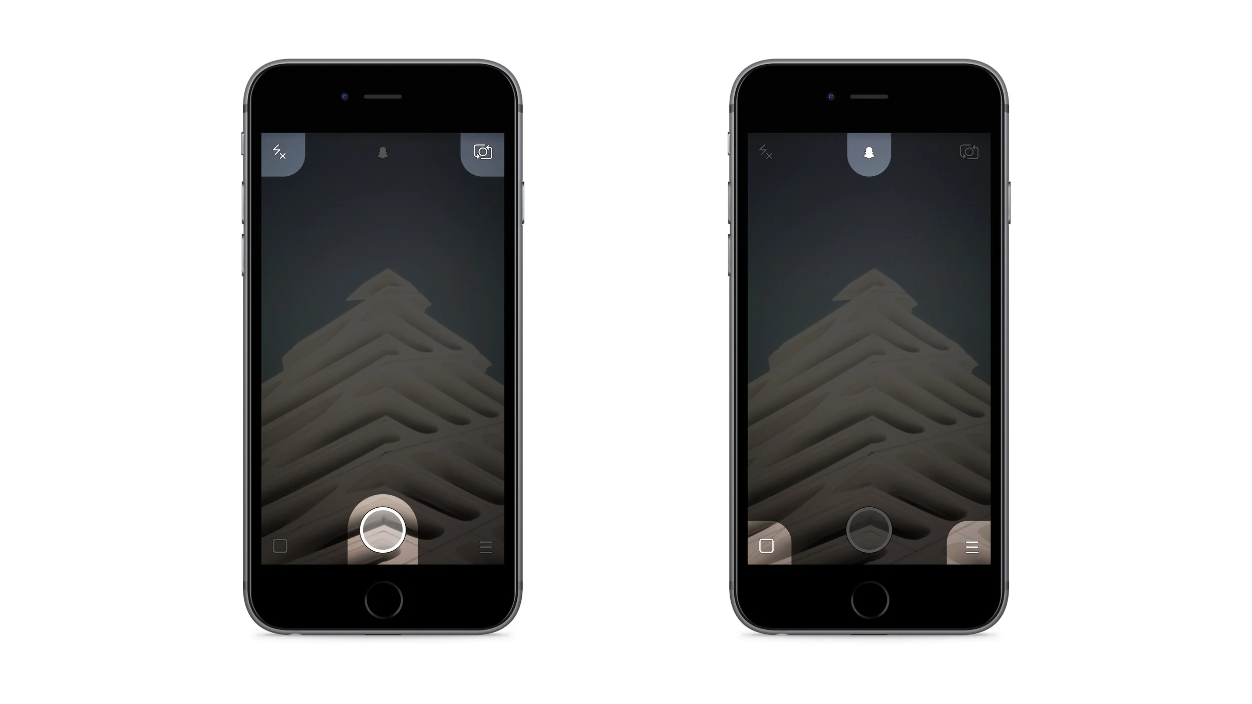 Camera controls on the left, navigation controls on the right.