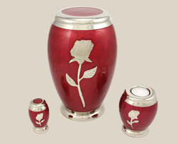 Red Cremation Urns, Metal, Personalized