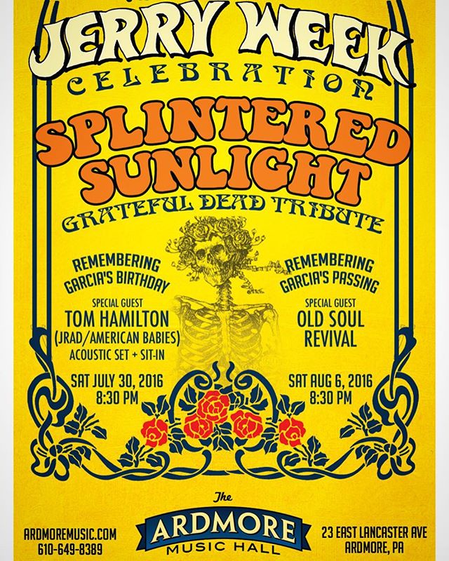 Just Announced: Tom will be playing an acoustic set and sitting in with Splintered Sunlight to celebrate the birthday of Jerry Garcia. Make your travel plans to @ardmoremusichall this Saturday, July 30th!