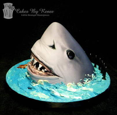 3D realistic shark head birthday cake great white