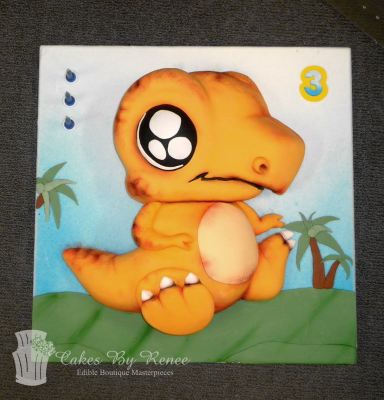 2D baby cute dinosaur birthday cake