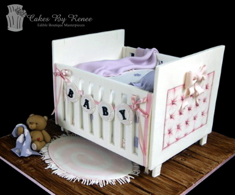 3D baby cot crib cake standing