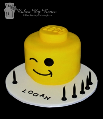 lego head cake wink