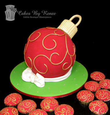 3D sphere cake christmas bauble decoration