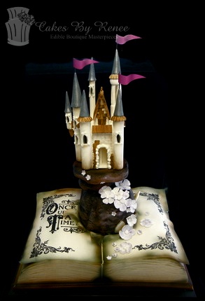 Disney castle fantasy cake book cake gravity defying