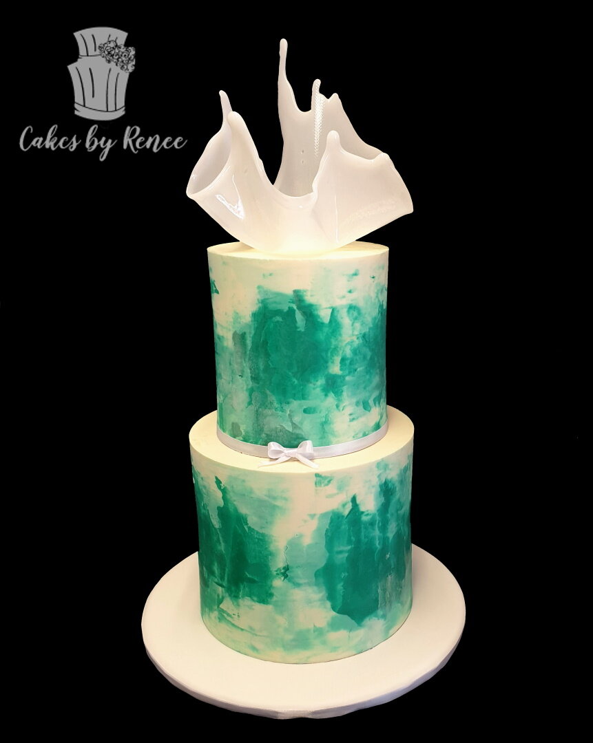 2 tier wedding cake emerald isomalt sail modern