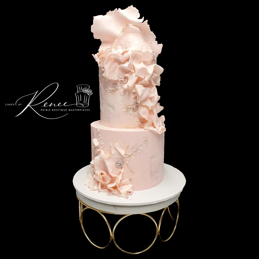 3 tier pastel pink modern texture bass relief wedding cake