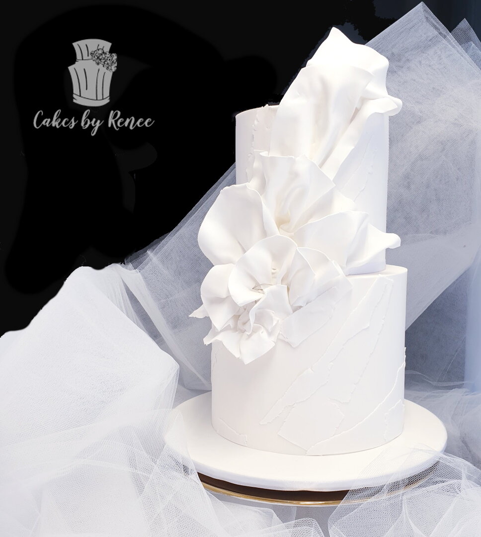 2 tier all white wedding cake modern sails romantic