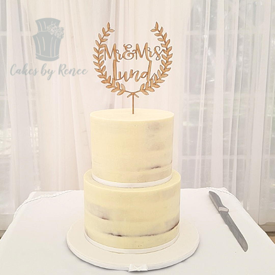 2 tier wedding cake semi naked custom topper