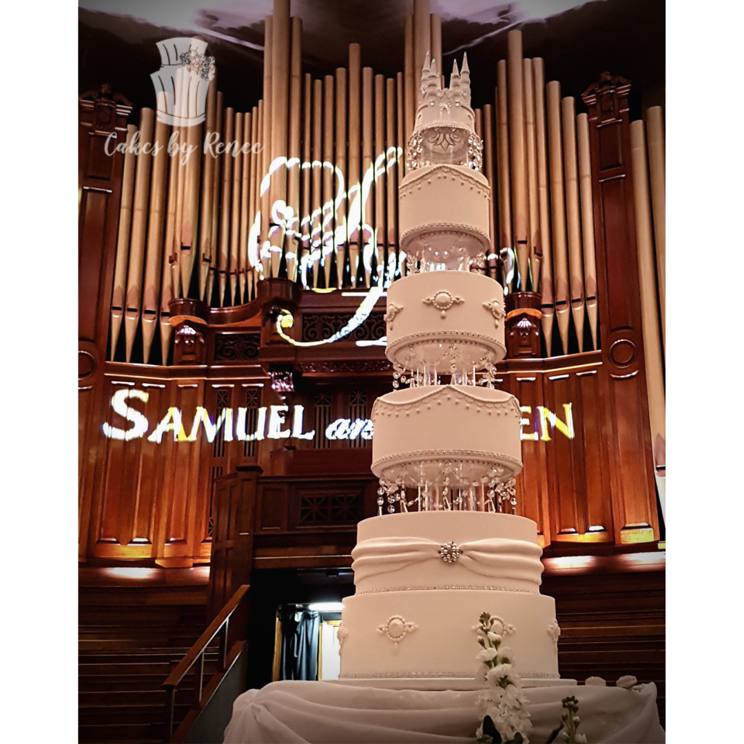 5 tier tall wedding cake white princess castle wow