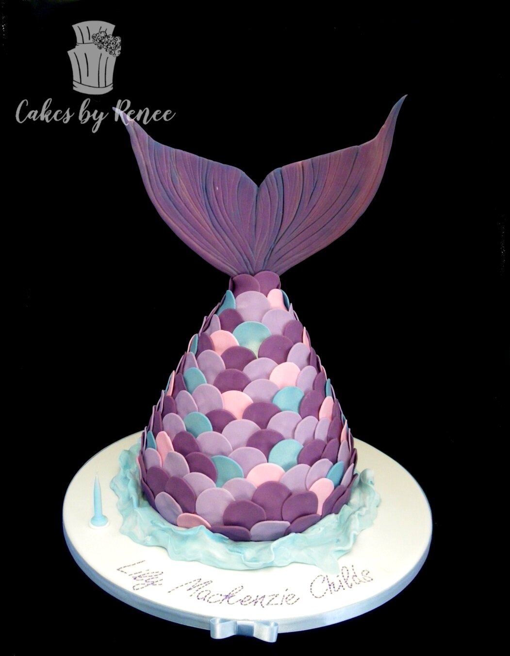 3D mermaid tail cake purple