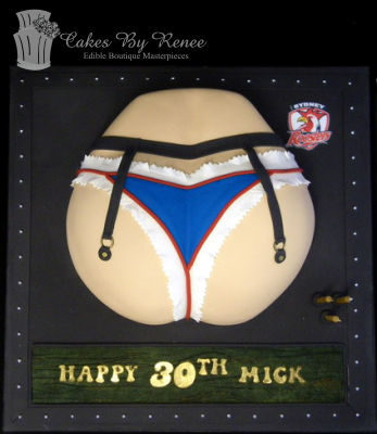 Naughty cake bottom suspenders knickers