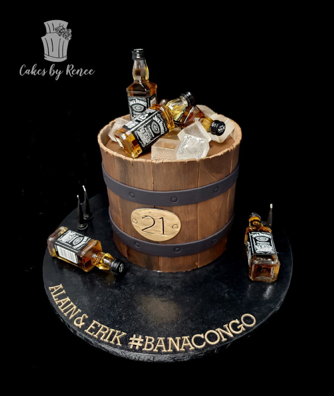 21 alcohol barrel ice bucket mens birthday cake