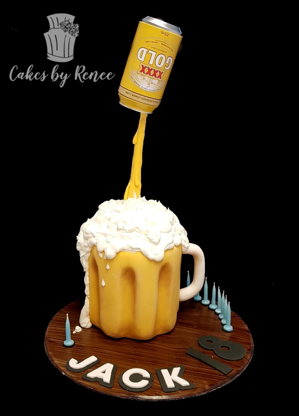 gravity defying pouring beer glass pint mens birthday cake 21