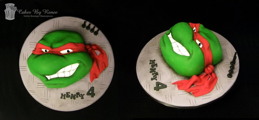 Movie cakes TMNT Teenage Mutant Ninja Turtle Rafael face cake 