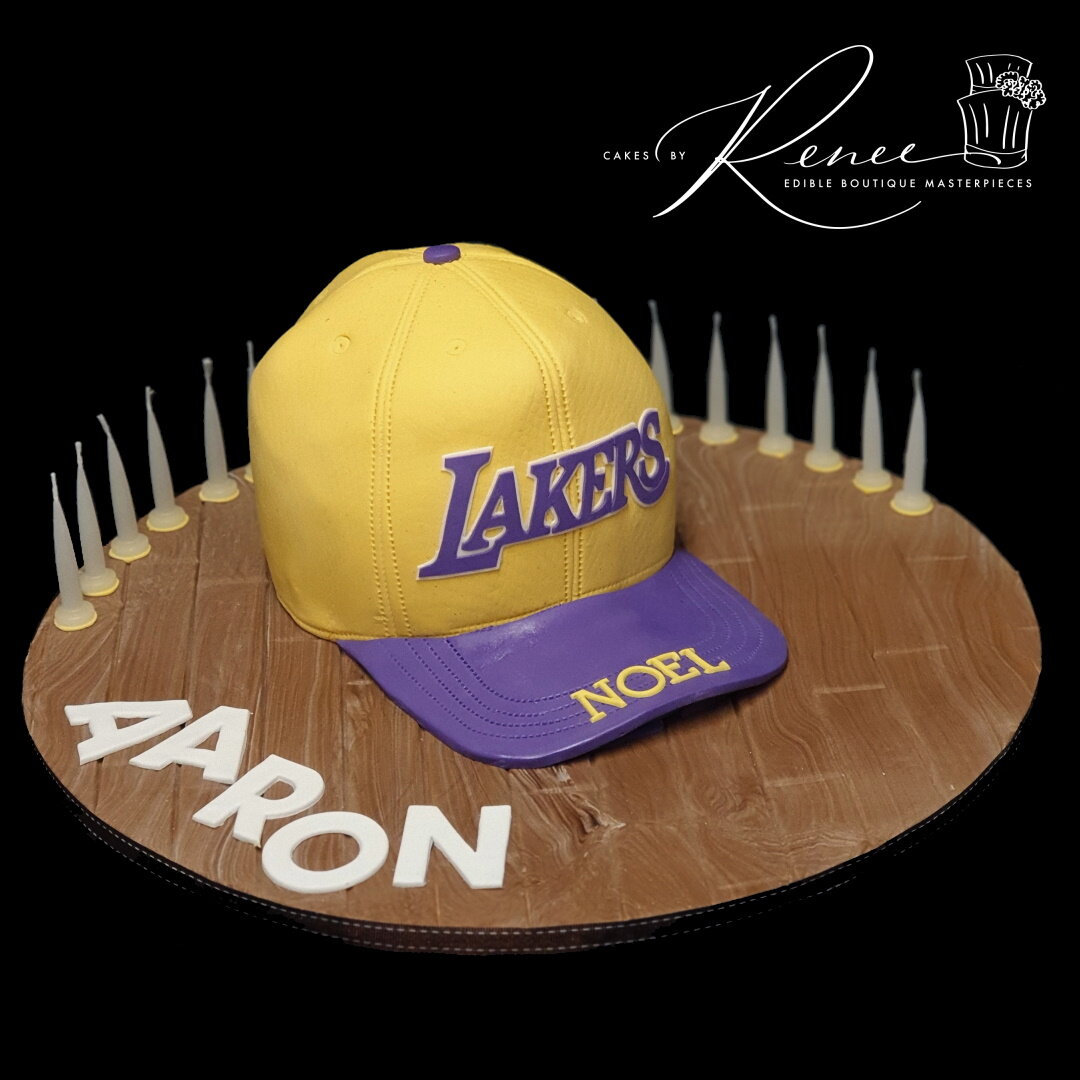 Sports LA Lakers Basketball Hat Cap Cake realistic