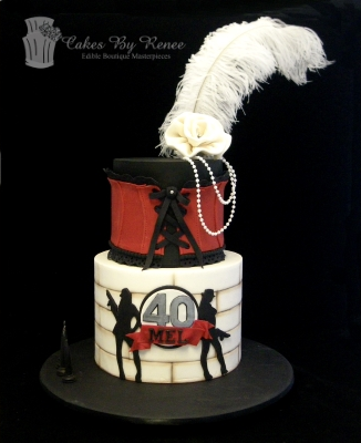 2 tier flapper corset 50s gangsta feather birthday cake