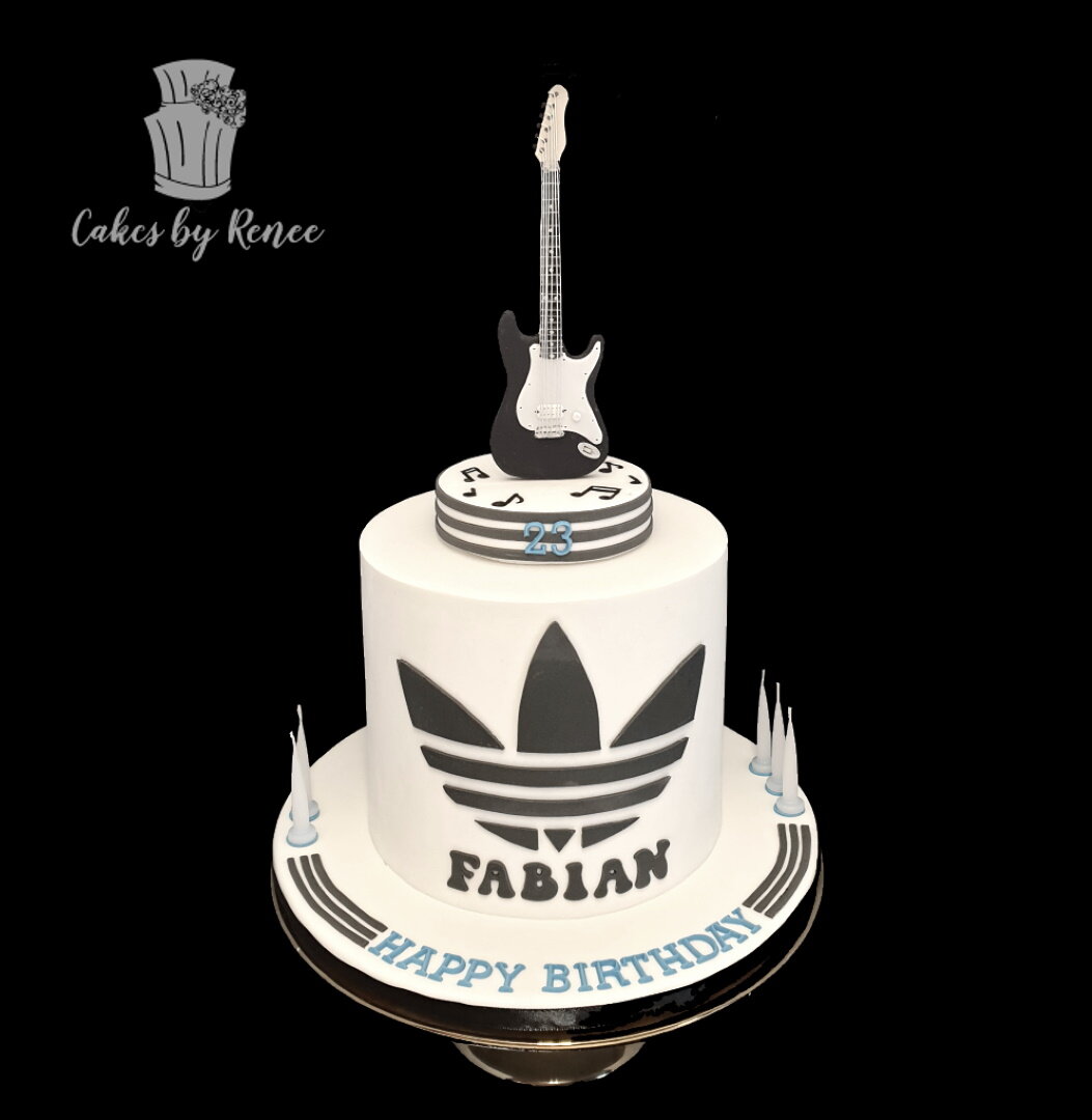 mens birthday cake guitar Addidas sports music cake