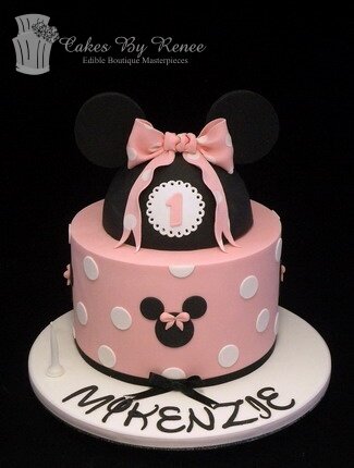 Mini Mouse Mickey Mouse birthday cake pink black